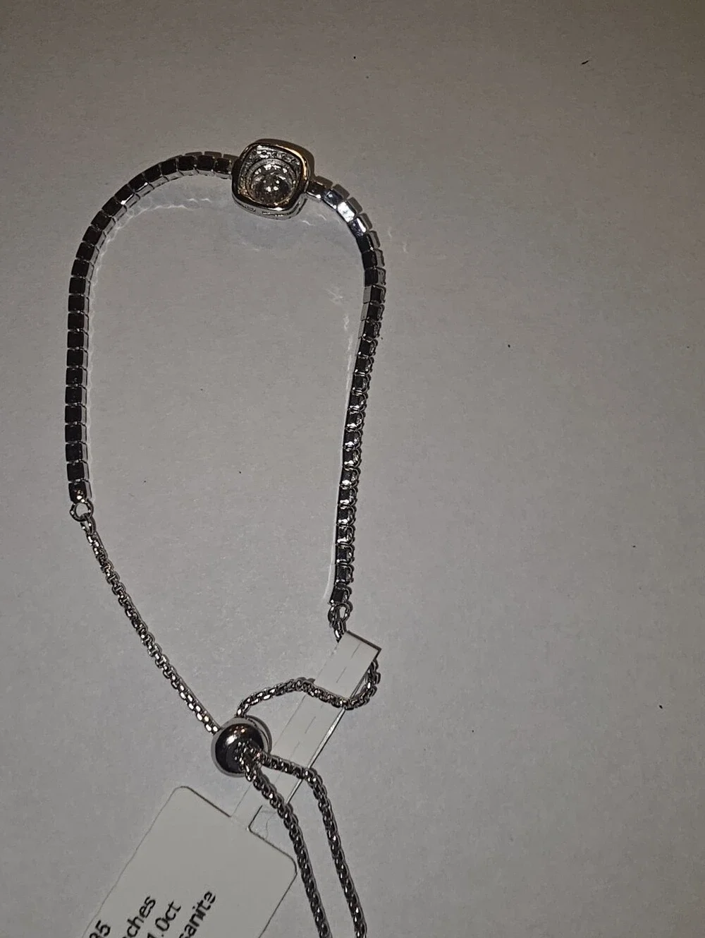 NWT Sterling Silver Moissanite Adjustable Bolo Tennis Bracelet 1CT D Color